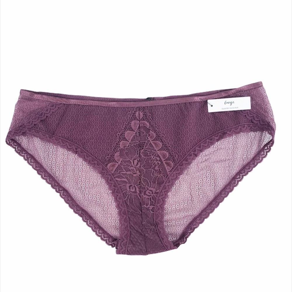 BOOTAY BAG Burgundy Lace Bikini Panty NWT LARGE